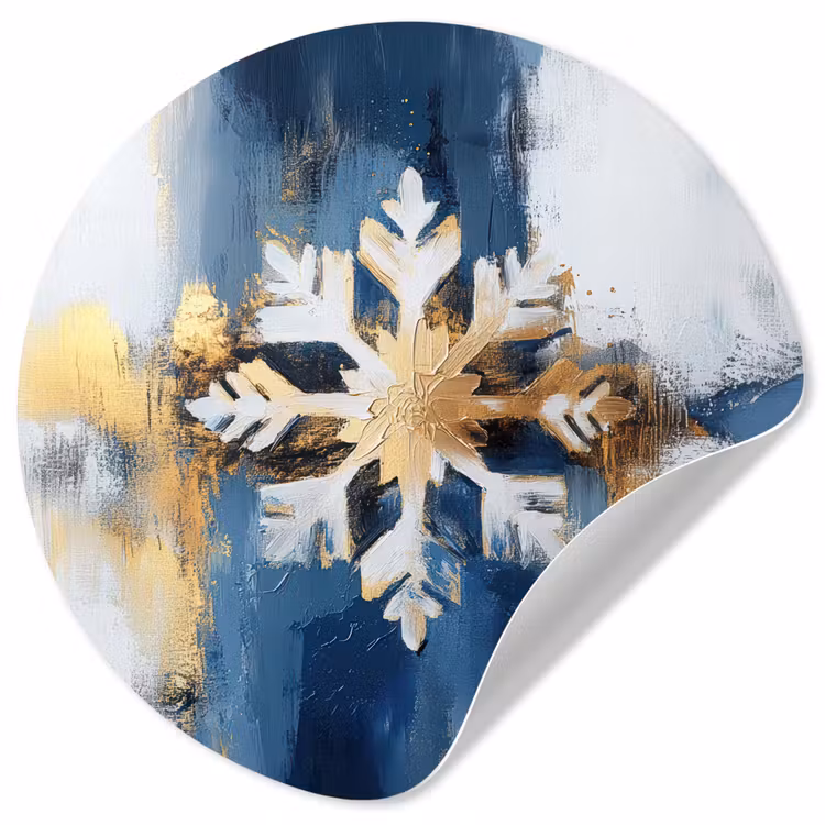 Abstract - Winter - Sneeuwvlok - Sneeuw - Goud Wandcirkel behangsticker klein -3d