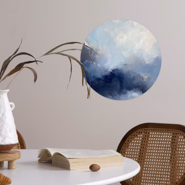 Abstract - Wolken - Modern - Blauw - Kunst Wandcirkel behangsticker klein -sfeer3