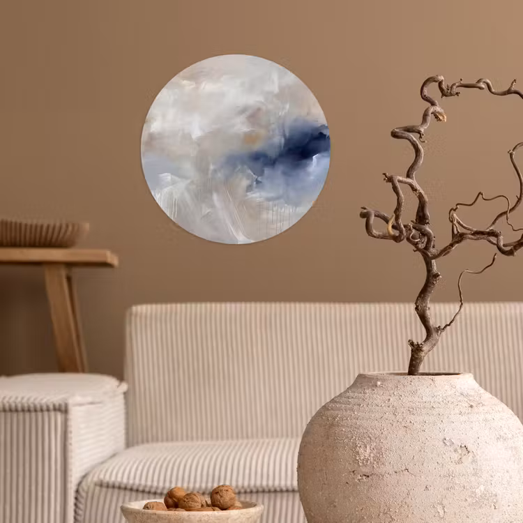 Abstract - Wolken - Sfeer - Modern - Beige Wandcirkel behangsticker klein -sfeer1