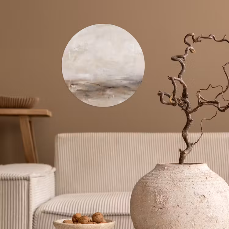 Abstrakt - Landschap - Modern - Beige - Kunst Wandcirkel behangsticker klein -sfeer1