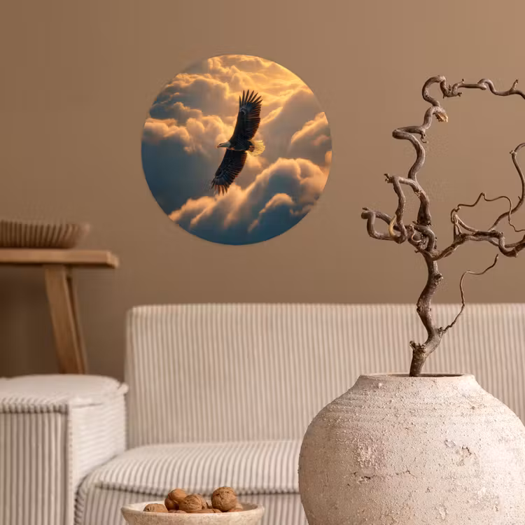 Adelaar - Wolken - Zon Wandcirkel behangsticker klein -sfeer1