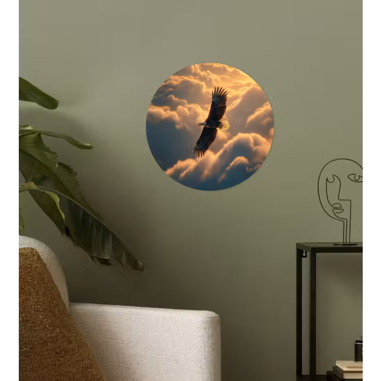 Adelaar - Wolken - Zon Wandcirkel behangsticker klein -sfeer2