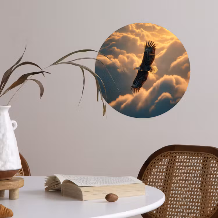 Adelaar - Wolken - Zon Wandcirkel behangsticker klein -sfeer3