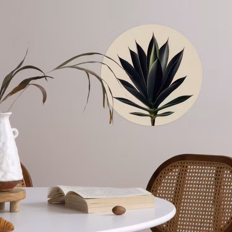 Agaveplant - Symmetrisch - Groen Wandcirkel behangsticker klein -sfeer3