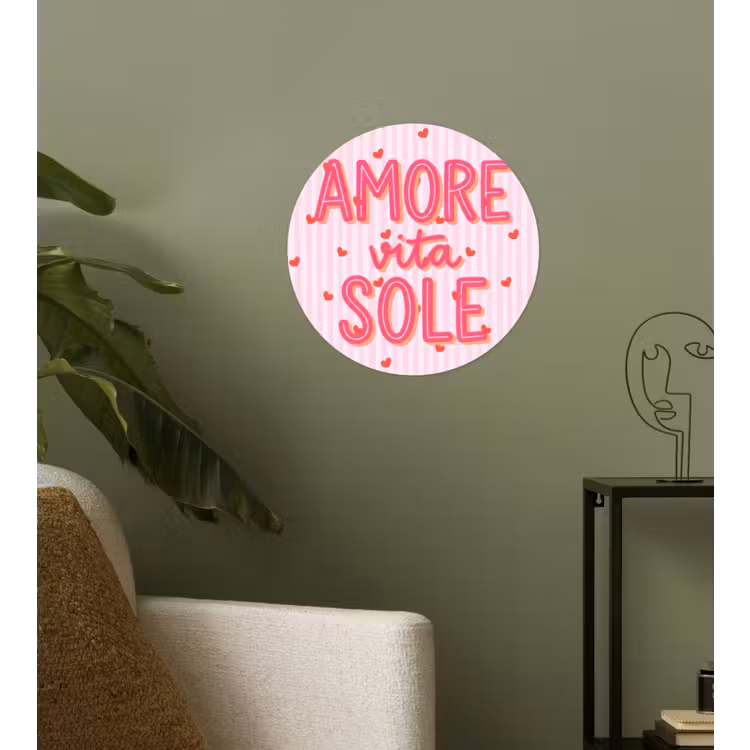 Amore vita sole - Roze - Hartjes Wandcirkel behangsticker klein -sfeer2
