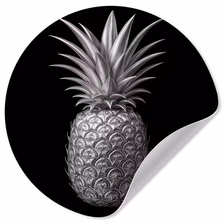 Ananas - Gedetailleerd - Bladeren Wandcirkel behangsticker klein -3d