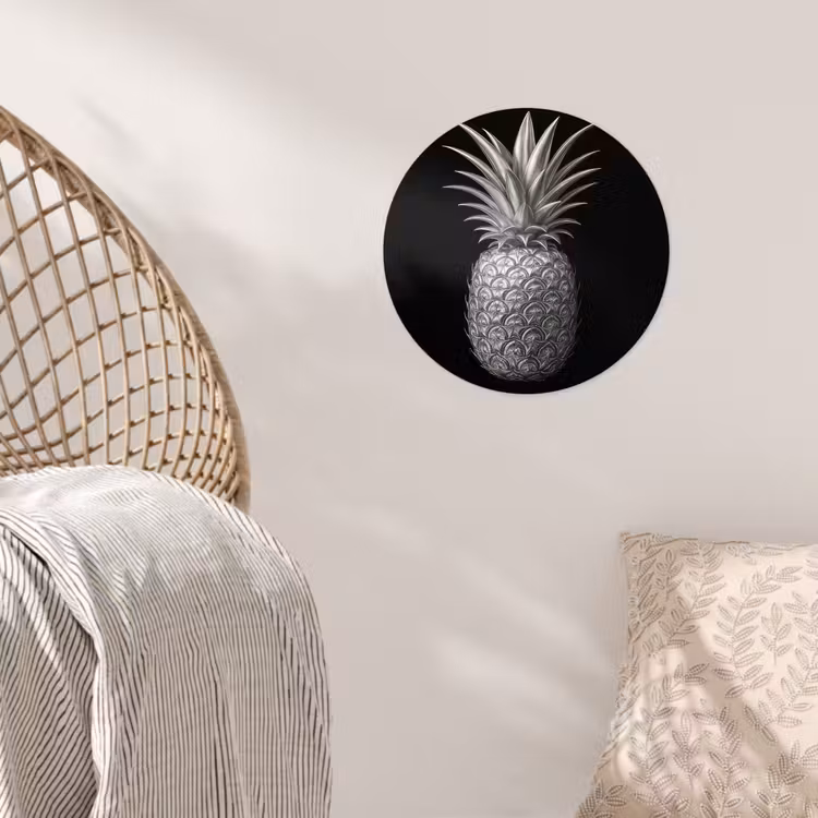 Ananas - Gedetailleerd - Bladeren Wandcirkel behangsticker klein -sfeer4