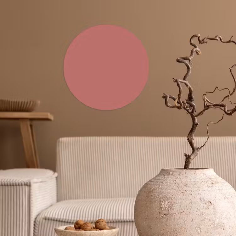 Ancient - Rose - Roze Wandcirkel behangsticker klein 186 -sfeer1