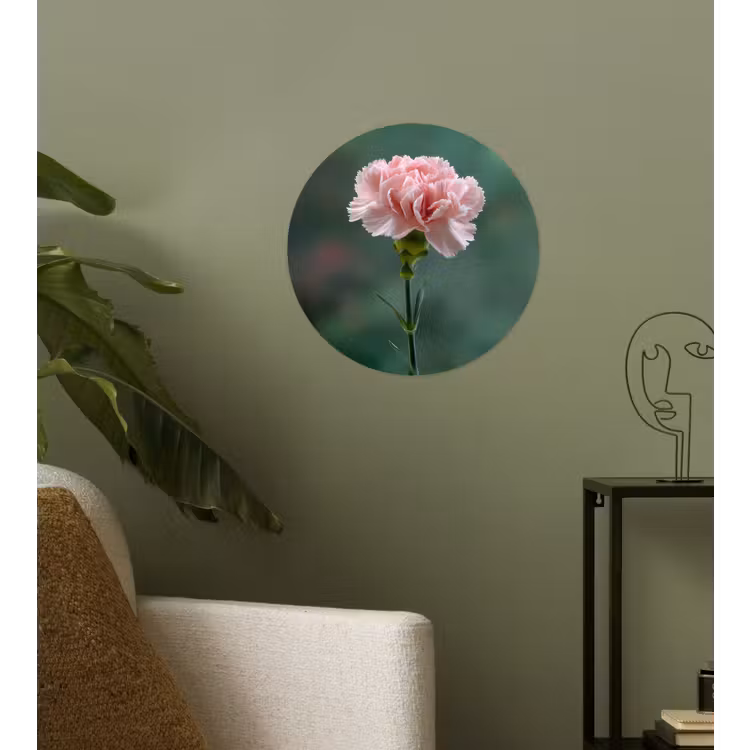 Anjer - Roze - Bloemblaadjes Wandcirkel behangsticker klein -sfeer2