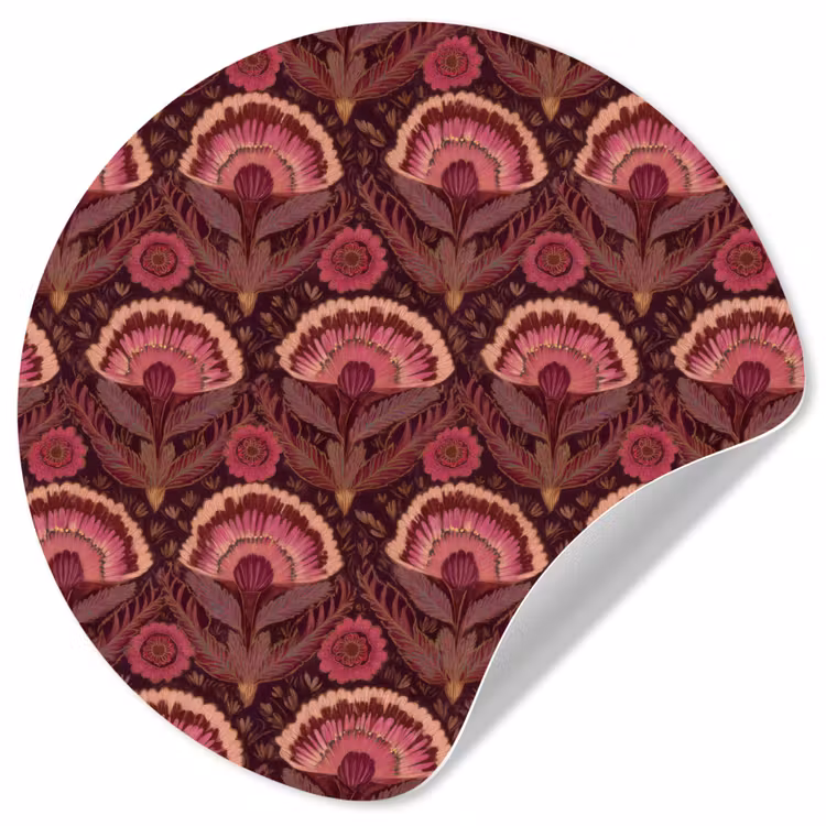 Antiek - Bloemen - Kleurrijk Wandcirkel behangsticker klein 186 -3d