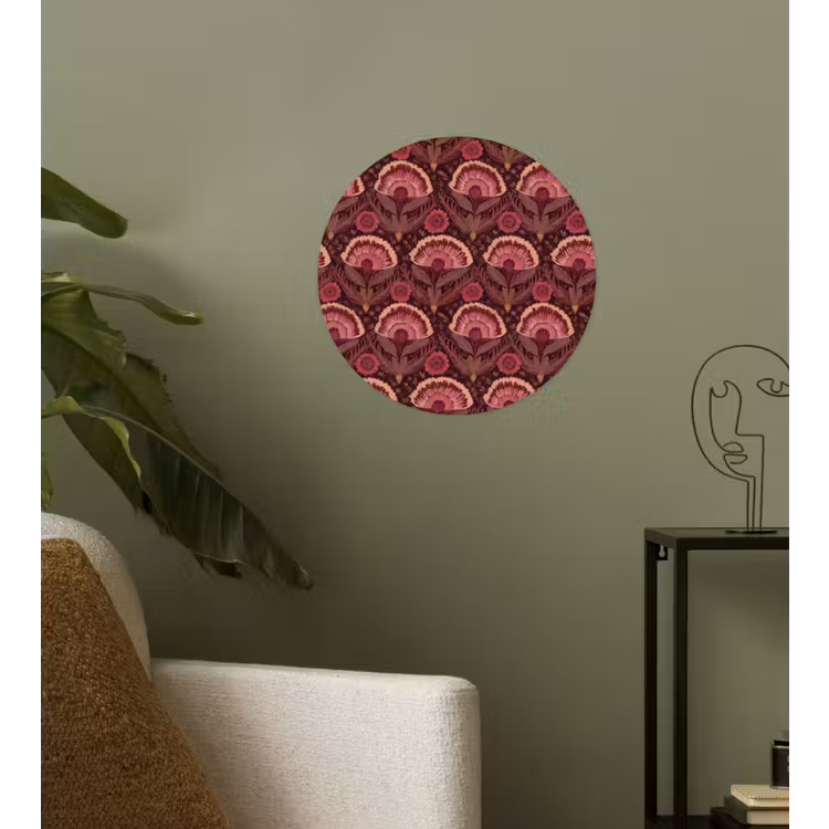 Antiek - Bloemen - Kleurrijk Wandcirkel behangsticker klein 186 -sfeer2