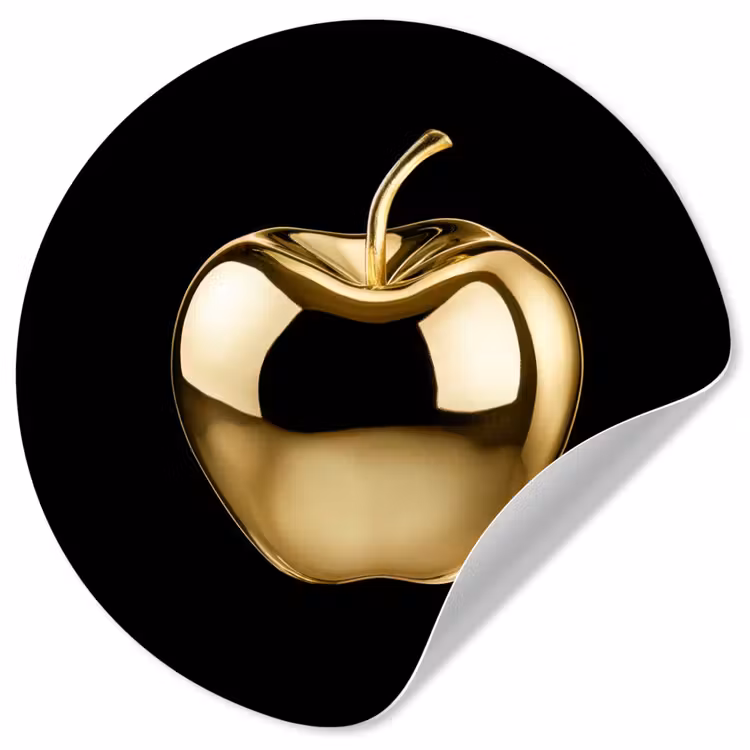 Appel - Goud - Chrome - Zwart Wandcirkel behangsticker klein -3d