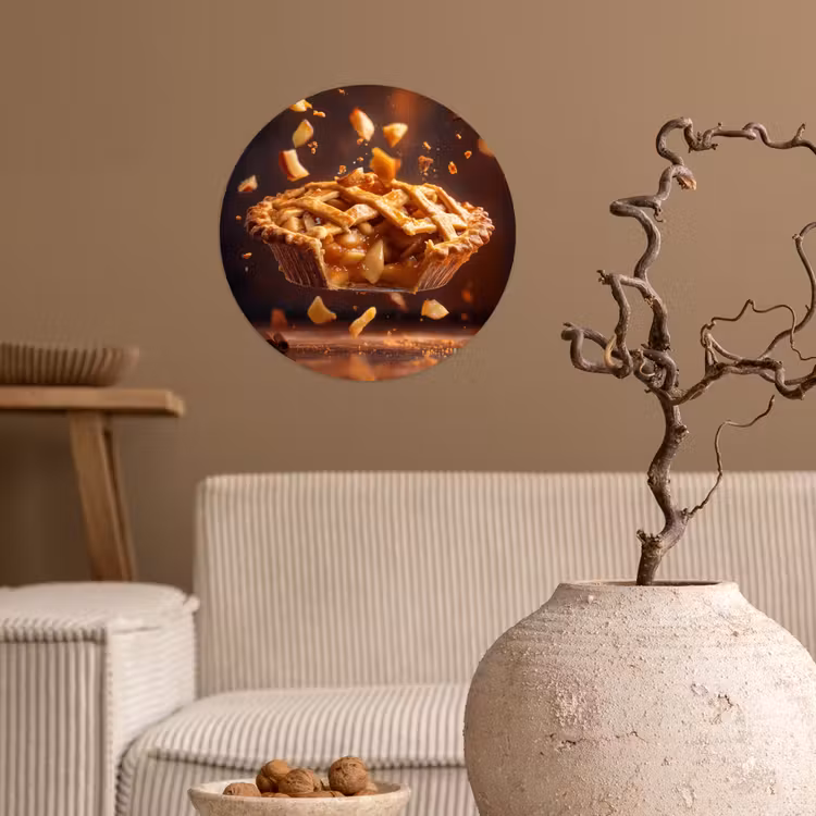 Appel - Taart - Warm - Eten Wandcirkel behangsticker klein -sfeer1