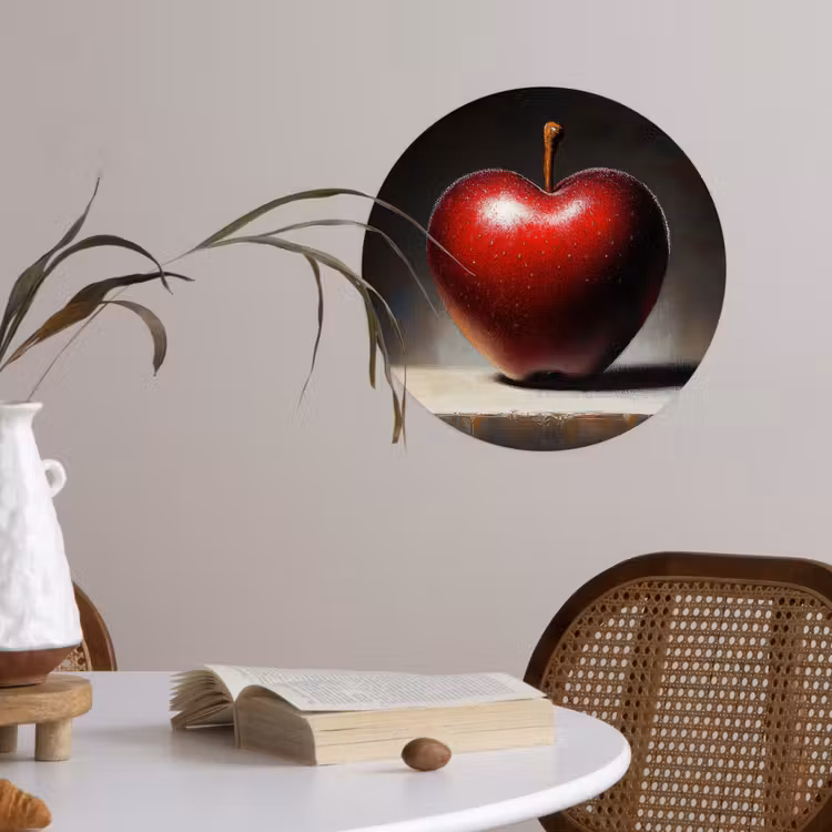 Apple - Hart - Rood Wandcirkel behangsticker klein -sfeer3