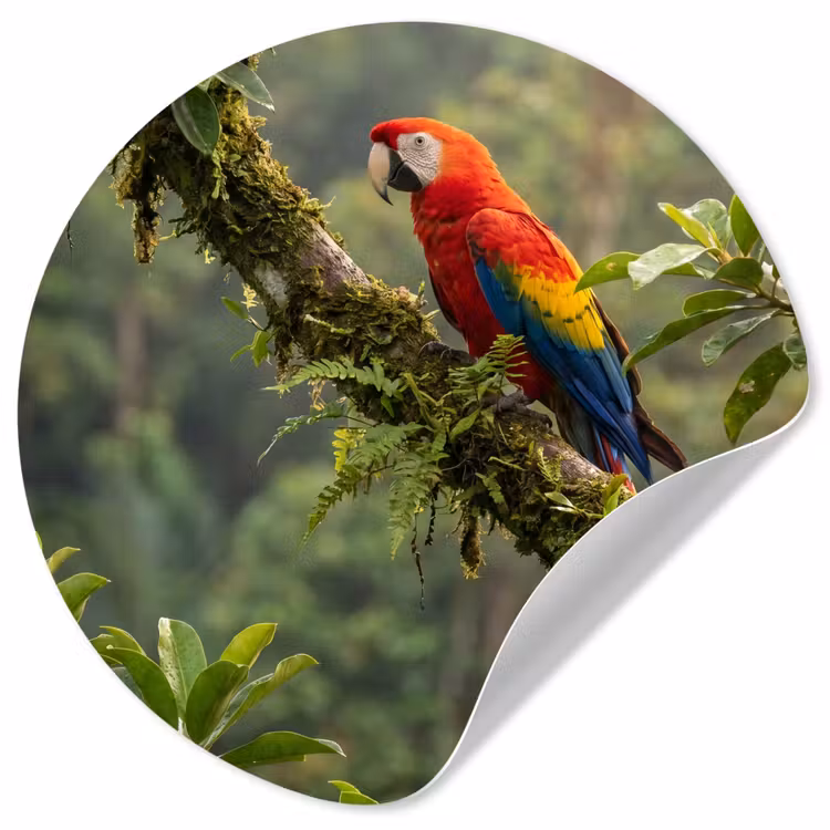 Ara - Jungle - Rood Wandcirkel behangsticker klein -3d