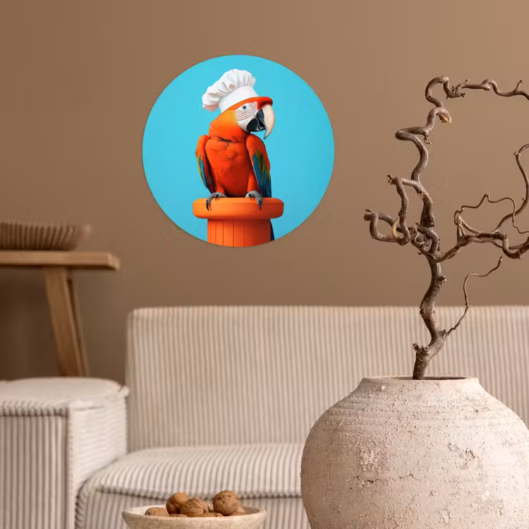 Ara - Koksmuts - Sokkel - Grappig Wandcirkel behangsticker klein -sfeer1