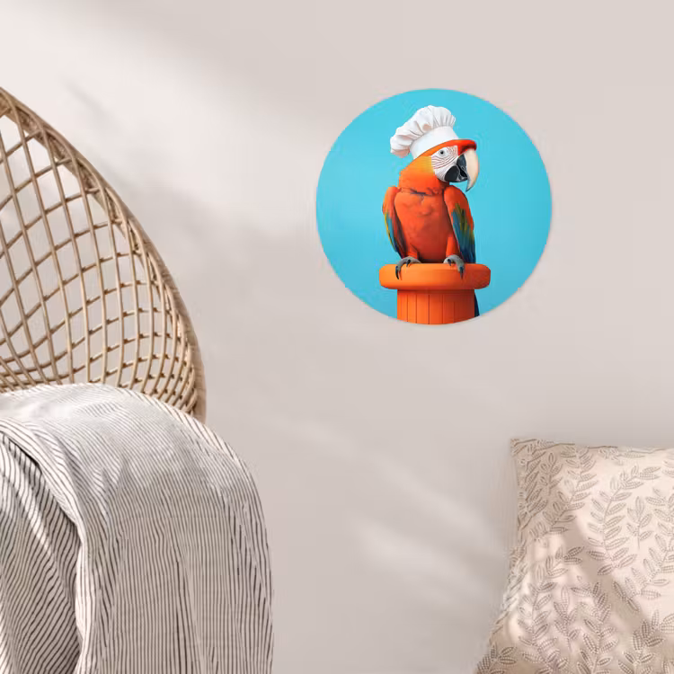Ara - Koksmuts - Sokkel - Grappig Wandcirkel behangsticker klein -sfeer4