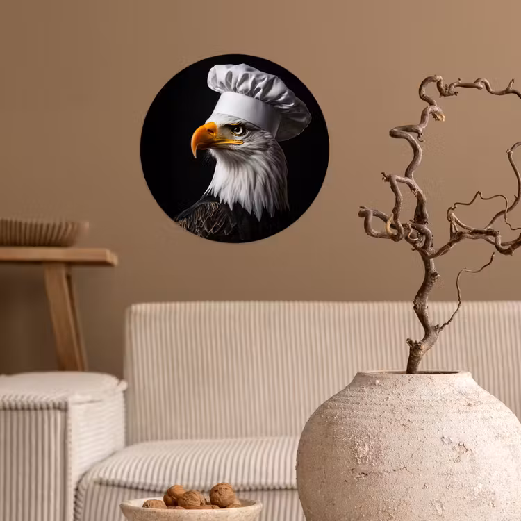 Arend -Amerika - Koksmuts - Vogel - Stoer Wandcirkel behangsticker klein -sfeer1
