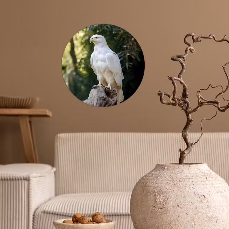 Arend - Hout - Wit - Planten Wandcirkel behangsticker klein -sfeer1