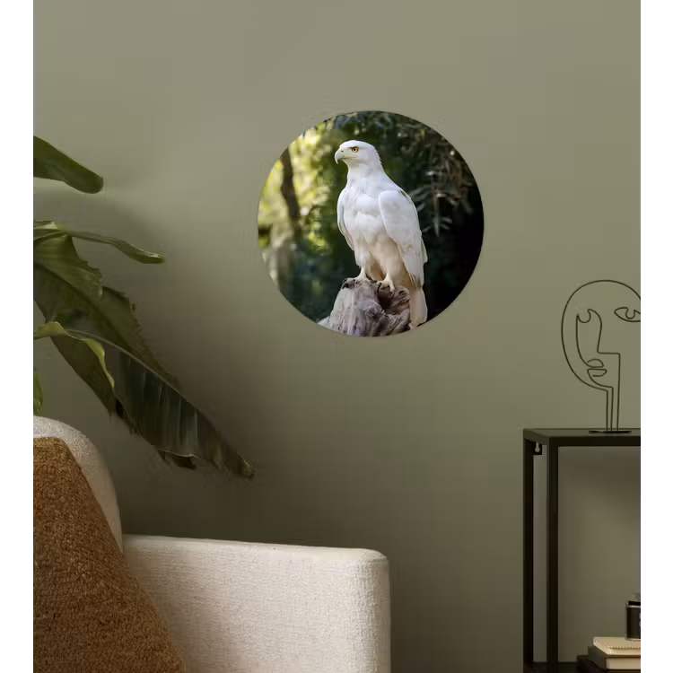 Arend - Hout - Wit - Planten Wandcirkel behangsticker klein -sfeer2