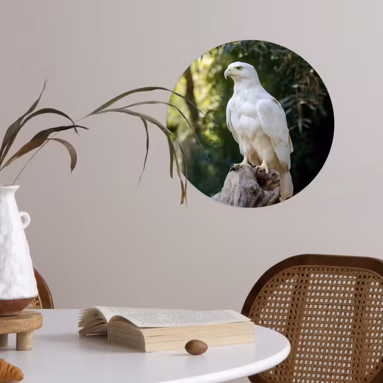 Arend - Hout - Wit - Planten Wandcirkel behangsticker klein -sfeer3