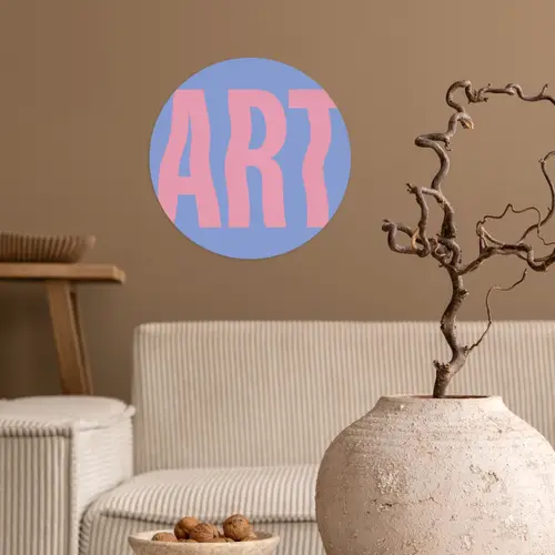 Art - Roze - Blauw Wandcirkel behangsticker klein -sfeer1