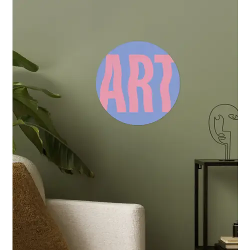 Art - Roze - Blauw Wandcirkel behangsticker klein -sfeer2
