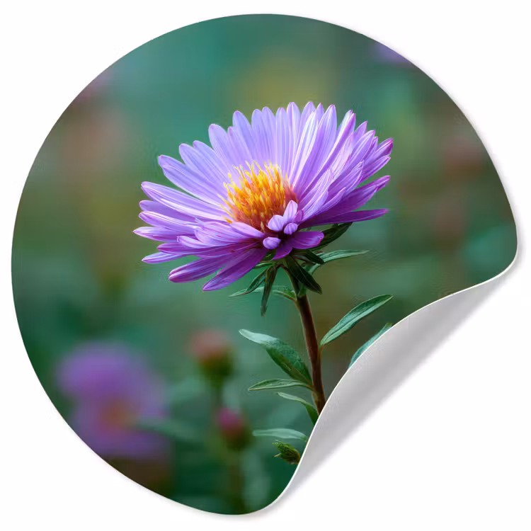 Aster - Paars - Bloem - Blaadjes Wandcirkel behangsticker klein -3d