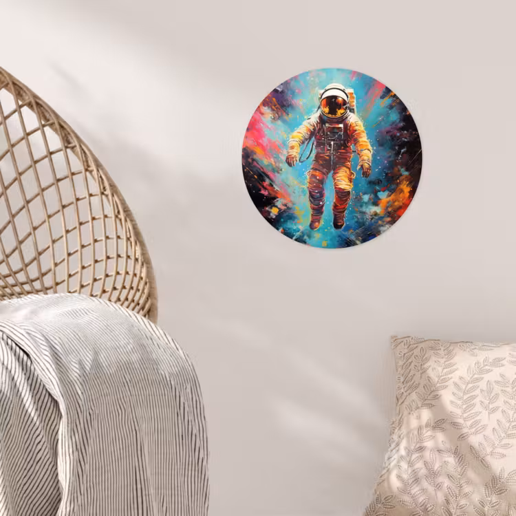 Astronaut - Graffiti - Ruimte - Neon Wandcirkel behangsticker klein -sfeer4