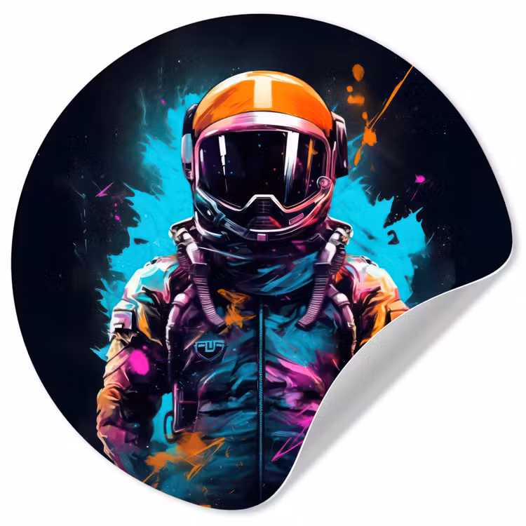 Astronaut - Neon - Gaming - Ruimte Wandcirkel behangsticker klein -3d