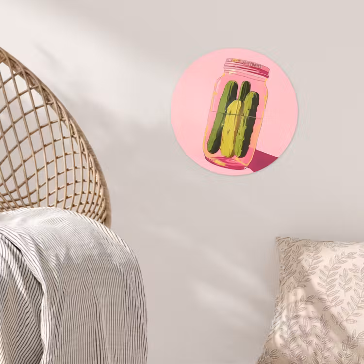 Augurken - Pot - Schaduw - Roze Wandcirkel behangsticker klein -sfeer4