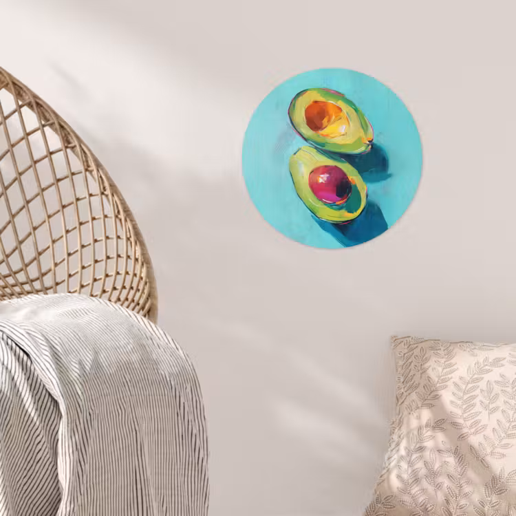 Avocado - Groen - Pit - Schaduw Wandcirkel behangsticker klein -sfeer4