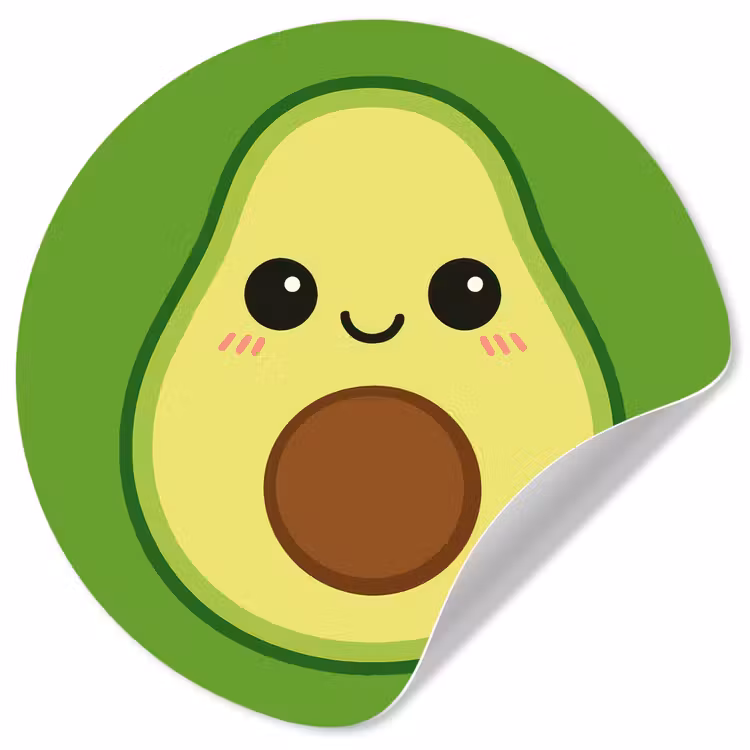 Avocado - Groen - Speels Wandcirkel behangsticker klein -3d