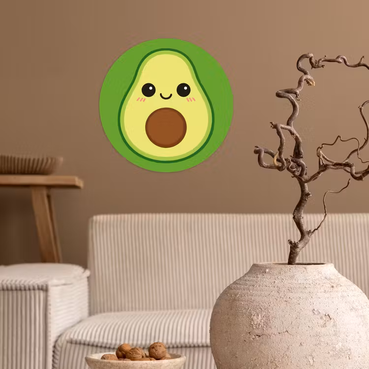 Avocado - Groen - Speels Wandcirkel behangsticker klein -sfeer1