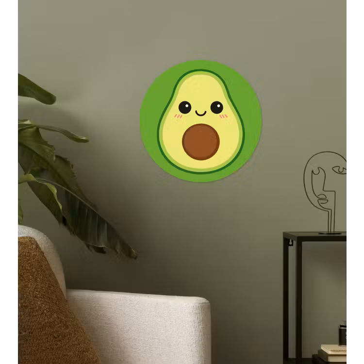 Avocado - Groen - Speels Wandcirkel behangsticker klein -sfeer2