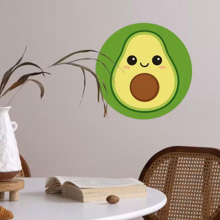 Avocado - Groen - Speels Wandcirkel behangsticker klein -sfeer3