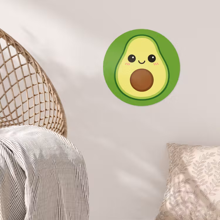 Avocado - Groen - Speels Wandcirkel behangsticker klein -sfeer4