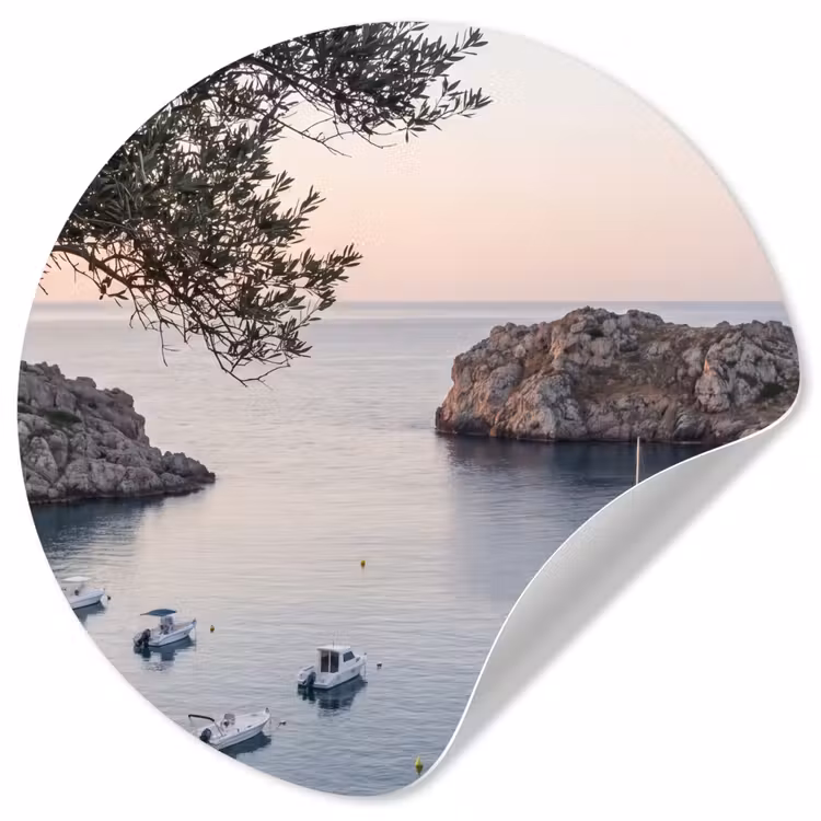 Behangcirkel - Baai - boten - zonsondergang - Baai - boten - zonsondergang Wandcirkel behangsticker klein