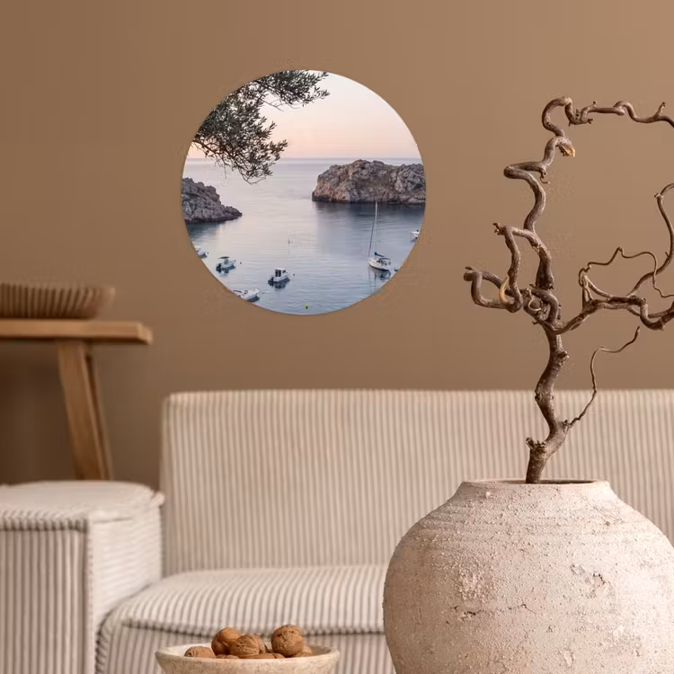 Behangcirkel - Baai - boten - zonsondergang - Baai - boten - zonsondergang Wandcirkel behangsticker klein