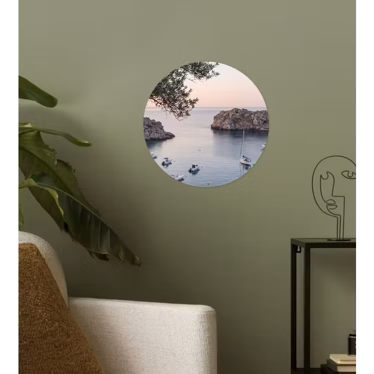 Behangcirkel - Baai - boten - zonsondergang - Baai - boten - zonsondergang Wandcirkel behangsticker klein