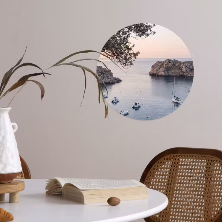 Behangcirkel - Baai - boten - zonsondergang - Baai - boten - zonsondergang Wandcirkel behangsticker klein