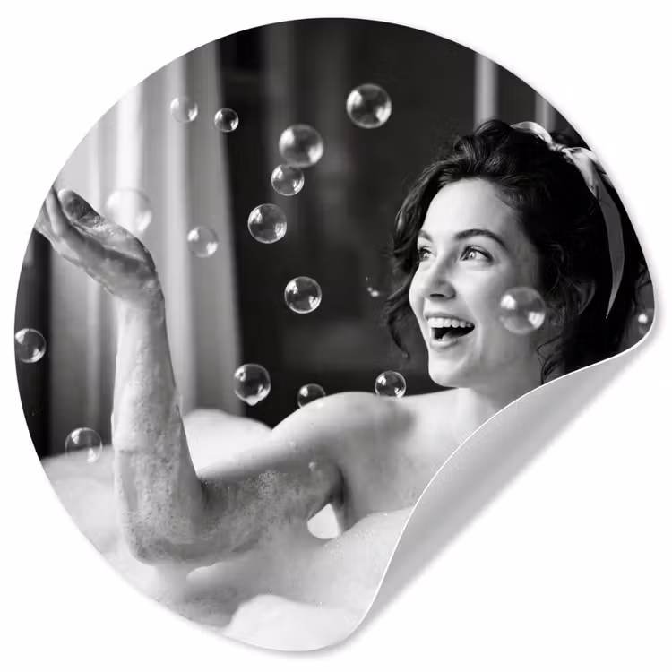 Bad - Bubbels - Zwart - Wit Wandcirkel behangsticker klein -3d