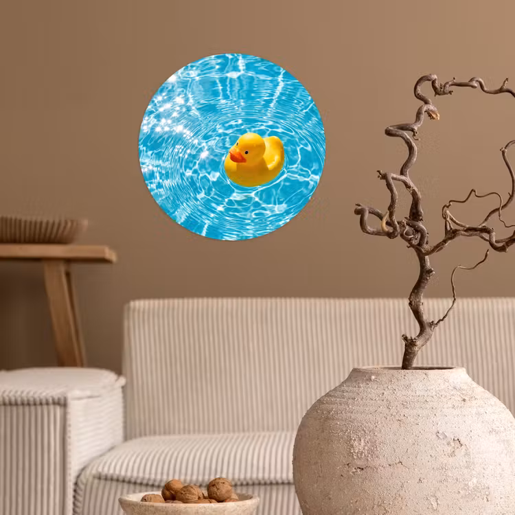 Badeend - Dobberen - Blauw Wandcirkel behangsticker klein -sfeer1