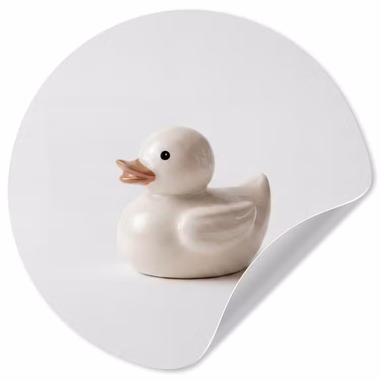 Badeend - Minimalistisch - Wit Wandcirkel behangsticker klein -3d