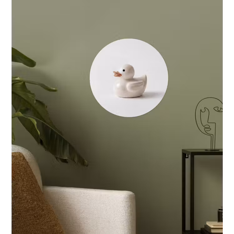 Badeend - Minimalistisch - Wit Wandcirkel behangsticker klein -sfeer2