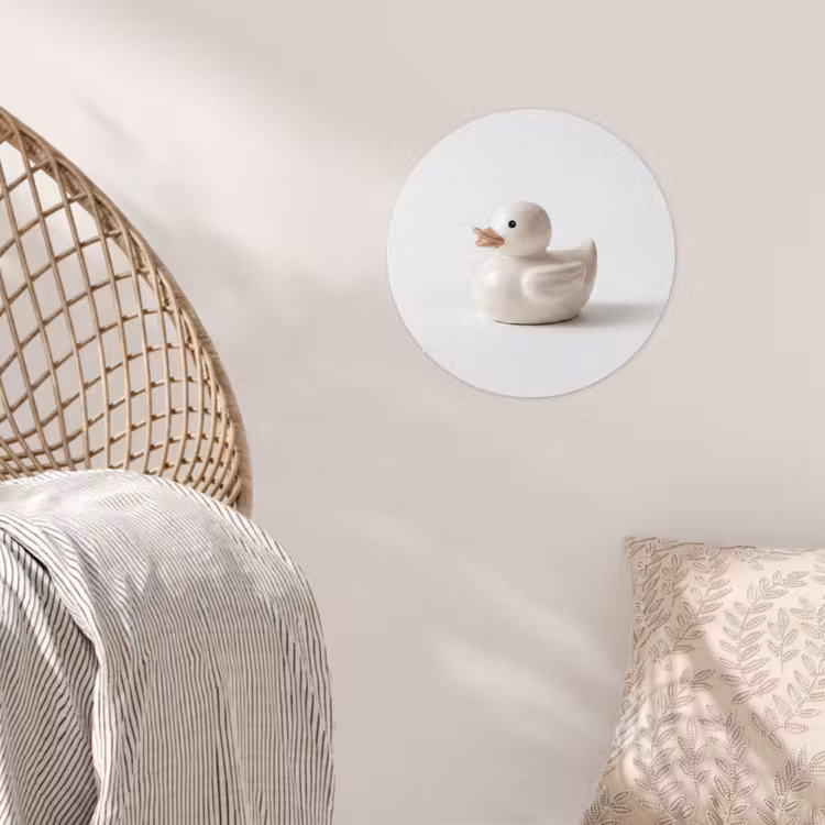 Badeend - Minimalistisch - Wit Wandcirkel behangsticker klein -sfeer4