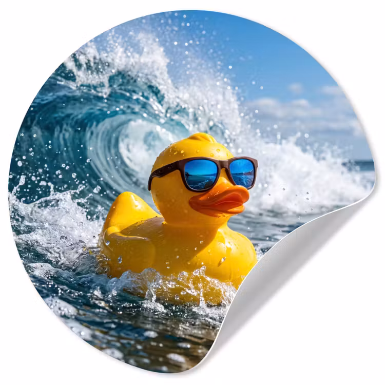 Badeend - Stoer - Golven Wandcirkel behangsticker klein -3d