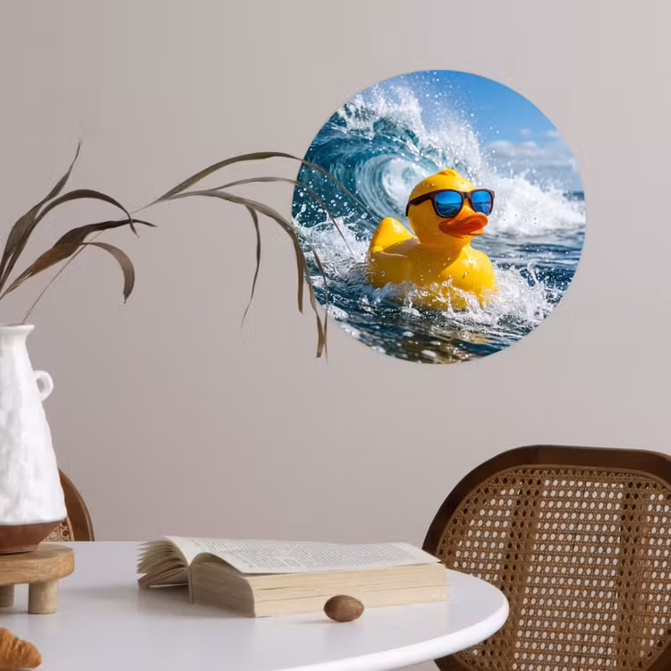 Badeend - Stoer - Golven Wandcirkel behangsticker klein -sfeer3