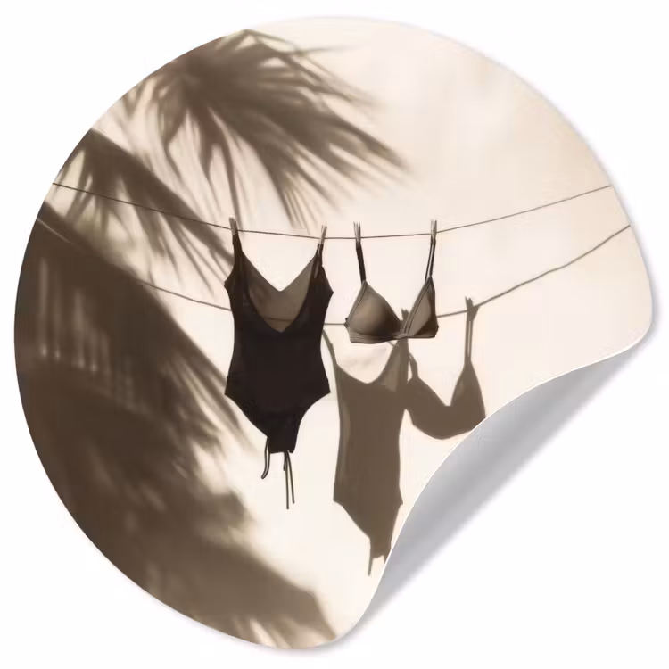 Badkleding - Palmbomen - Schaduw - Tropisch Wandcirkel behangsticker klein -3d