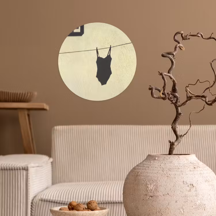 Badpak - Schaduw - Muur - Zomer - Minimalistisch Wandcirkel behangsticker klein -sfeer1